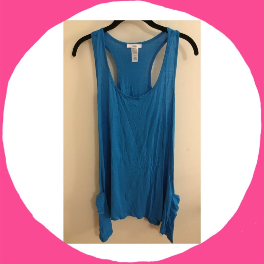 NIP Evelie Turquoise Sidetail Racerback Tank Med